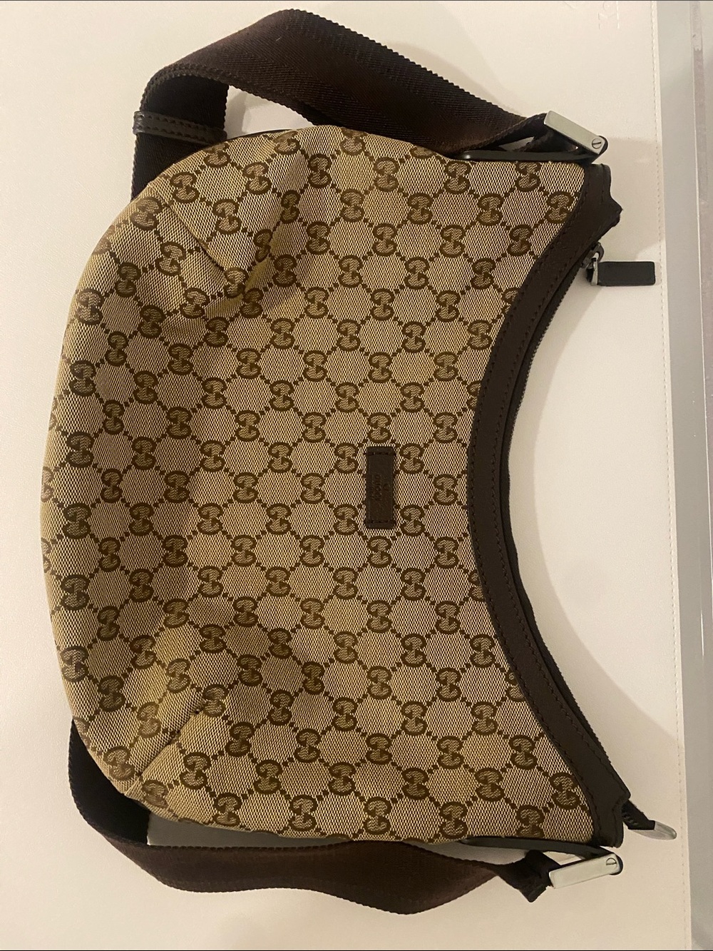Gucci Brown Beige GG Canvas Crescent Shoulder Bag - Picture 4 of 7